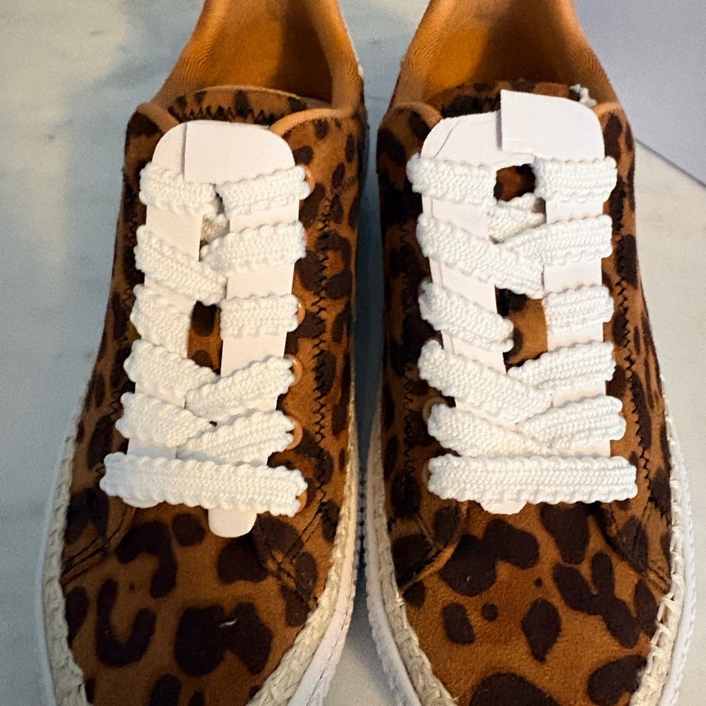 New Marc Fisher Spryng espadrille sneakers leopard size 8